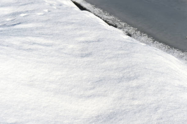 istock Snow and ice on a winter river. Winter texture and background 1133564961