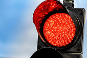 red light traffic stop closeup