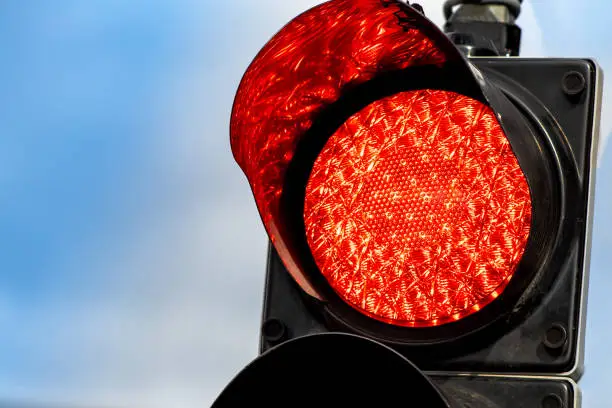 Photo of red light traffic stop closeup