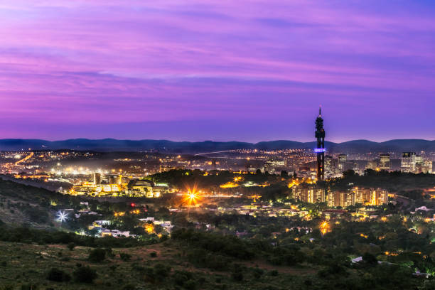 pretoria cityscape with unisa, university of south africa - pretoria imagens e fotografias de stock