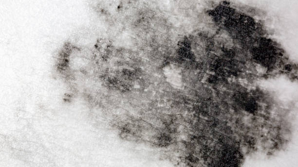 istock Black and White (B&W) watercolor background on nice textured white paper, tiny ink color particle penatrate insert to paper fibers creates beautiful abstract, look like huge star in the galaxy. 1133567733