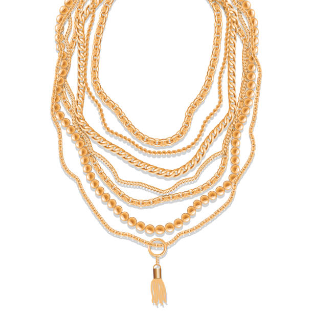 istock Gold chains necklace abstract background. Jewelry trendy template. Decorative design elements. Can be used for clothes print. 1133567925