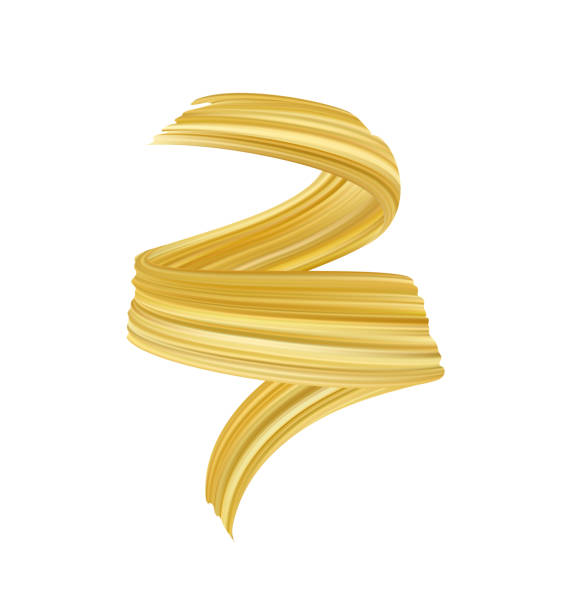 istock 3d realistic golden brush stroke oil or acrylic paint. Wave Liquid shape. Trendy design 1133568074