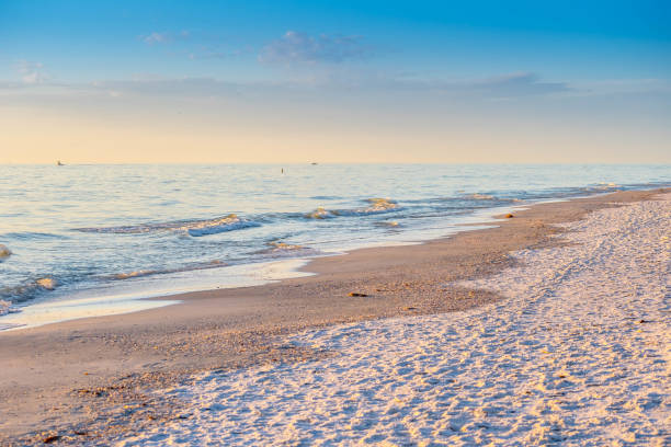 The overlooking view of the shore in Anna Maria Island, Florida stock photo