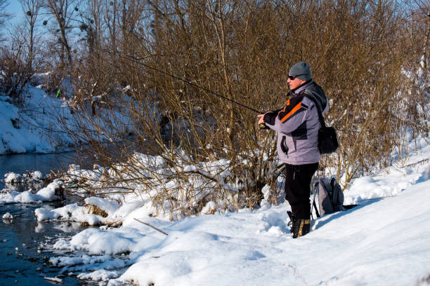 Free picture: winter, riverbank, fishing, snowy, fisherman, snow, water ...