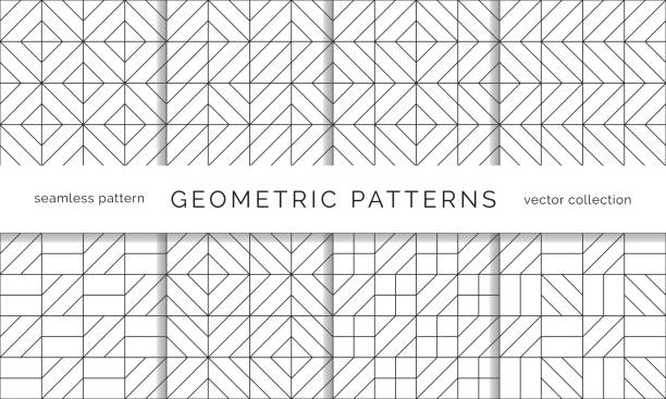 ilustrações de stock, clip art, desenhos animados e ícones de abstract geometric seamless patterns - symmetry black and white architecture contemporary