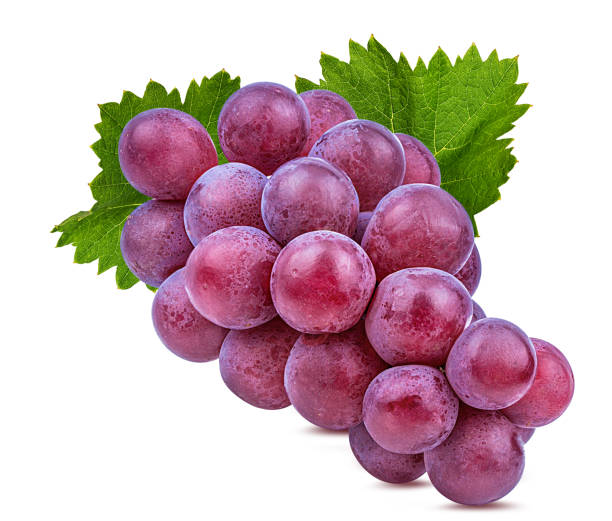istock Purple grapes with leaves isolated on white background with clipping pass 1133579493