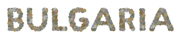istock BULGARIA word with stack of coins on white background 1133580308