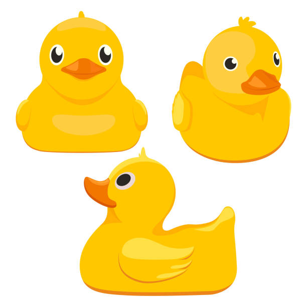 игрушка резиновая утка - rubber duck stock illustrations