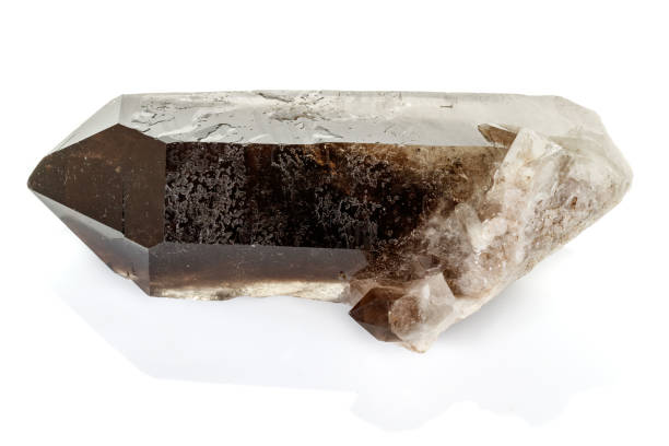 istock Macro mineral stone smoky quartz, rauchtopaz on a white background 1133582020