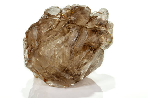 istock Macro mineral stone smoky quartz, rauchtopaz on a white background 1133582051