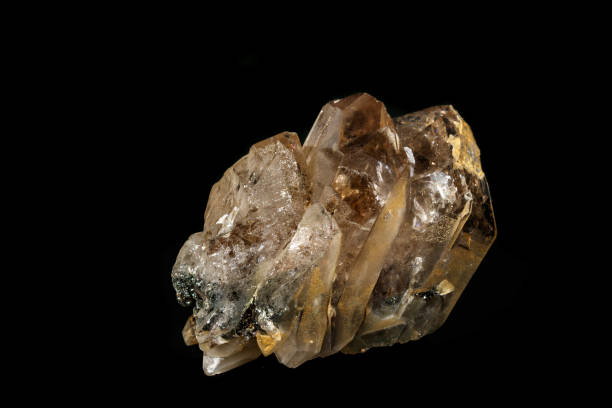 istock Macro mineral stone smoky quartz, rauchtopaz on a black background 1133582630