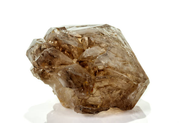 istock Macro mineral stone smoky quartz, rauchtopaz on a white background 1133582778