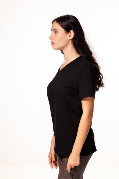 istock Woman posing standing sideways isolated on white background 1133582918