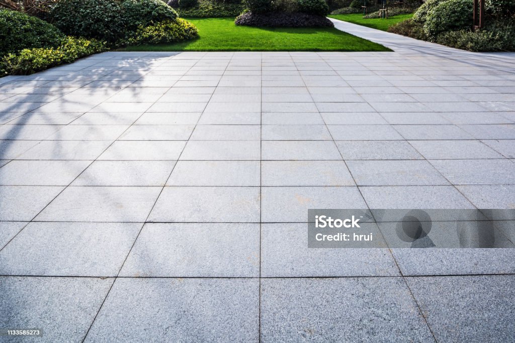 Grey Marble Floor Tiles On Garden Square In Residential Areasidewalk  Driveway Pavers Pavement In Vintage Design Flooring Square Pattern Texture  Background Stock Photo - Download Image Now - iStock