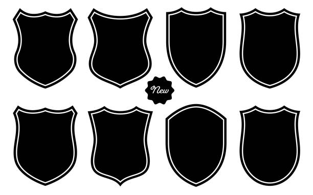 badge form set vector vorlage - police badge badge police white background stock-grafiken, -clipart, -cartoons und -symbole