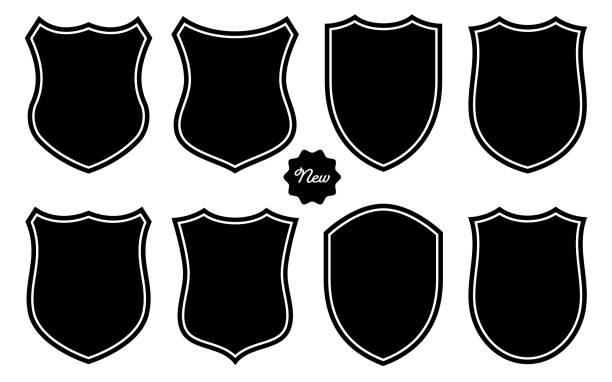 szablon wektora zestawu kształtów plakietki - police badge badge police white background stock illustrations