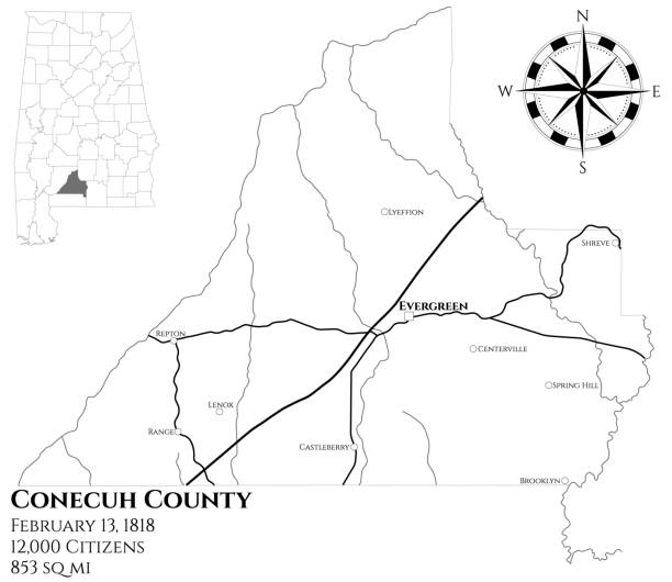 Map Of Conecuh County In Alabama Stock Download Image Map Of Conecuh County In Alabama 