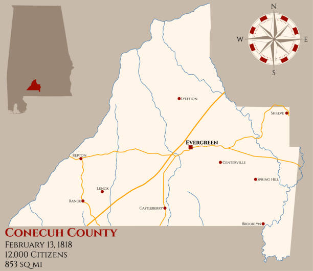 Map Of Conecuh County In Alabama Stock Download Image Map Of Conecuh County In Alabama 