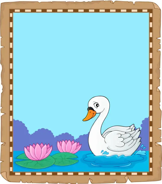 Vector illustration of Swan theme parchment 1