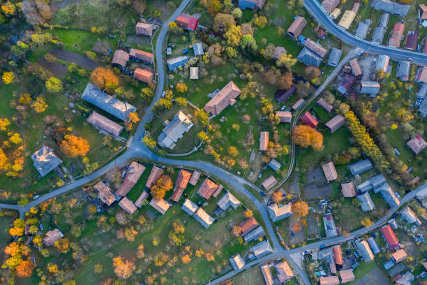 istock Village aerial top drone view 1133589749