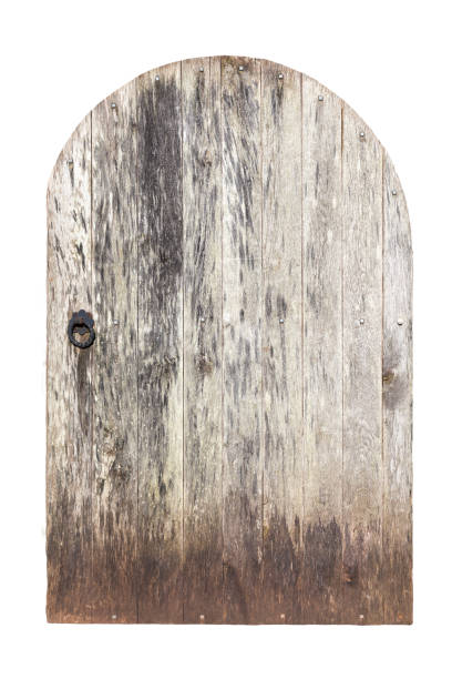 istock Old oak door cut out and isolated on a white background 1133590392