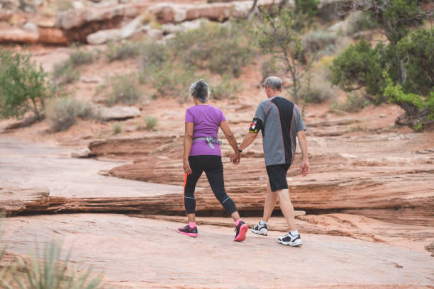 istock Senior couple hiking in the desert 1133590521