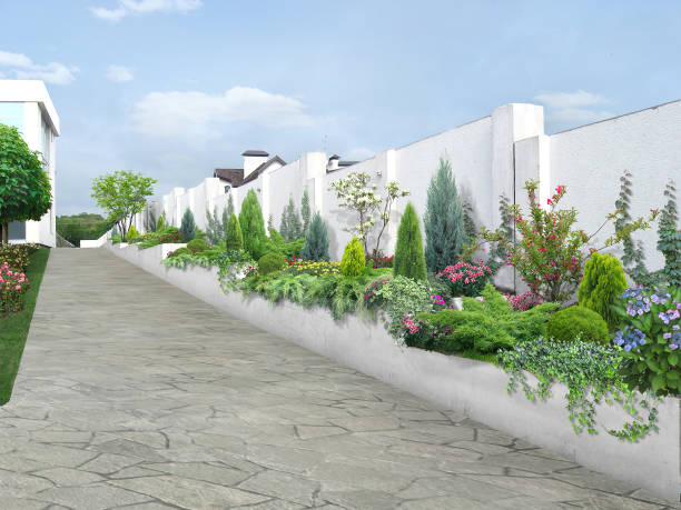 istock Luxury neighborhood architecture design ideas, 3D render 1133591438