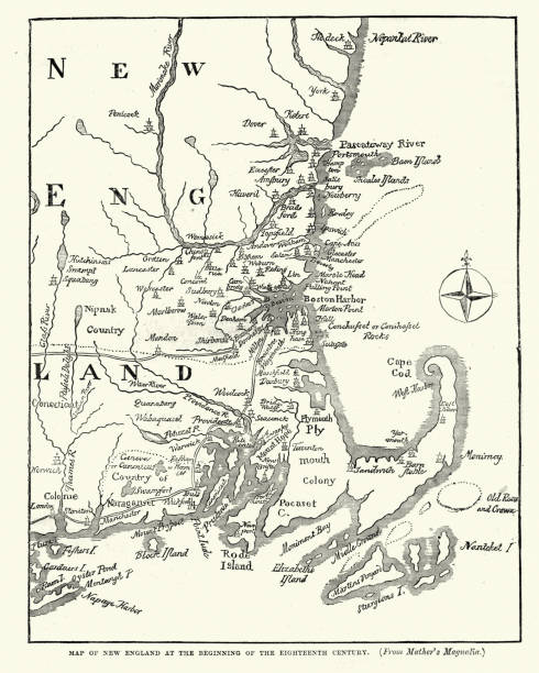 istock Map of New England, early 18th Century 1133591830