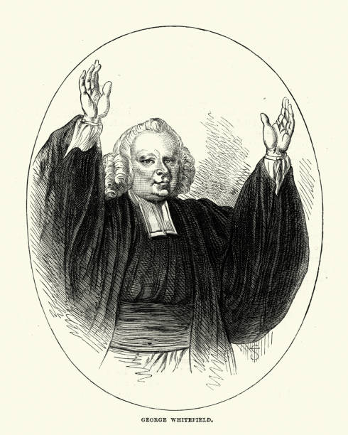 George Whitefield, English evangelist Vintage engraving of George Whitefield, also spelled Whitfield, was an English Anglican cleric and evangelist who was one of the founders of Methodism and the evangelical movement. methodist stock illustrations