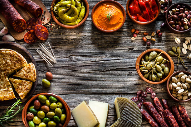 istock Tapas: typical spanish food shot from above making a frame 1133595871