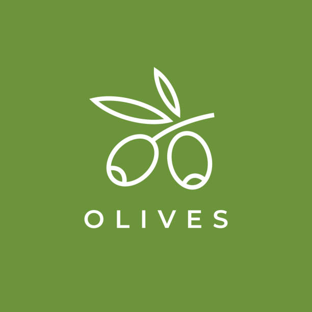 ikona oliwki. gałązka oliwna. - green olive stock illustrations