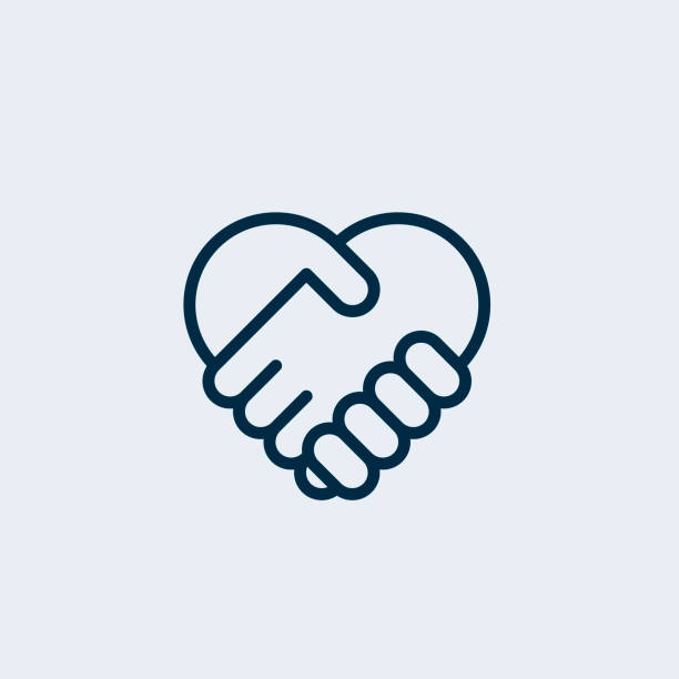 ilustrações de stock, clip art, desenhos animados e ícones de two hands together. heart symbol. handshake icon, logo, symbol, design template - solidariedade