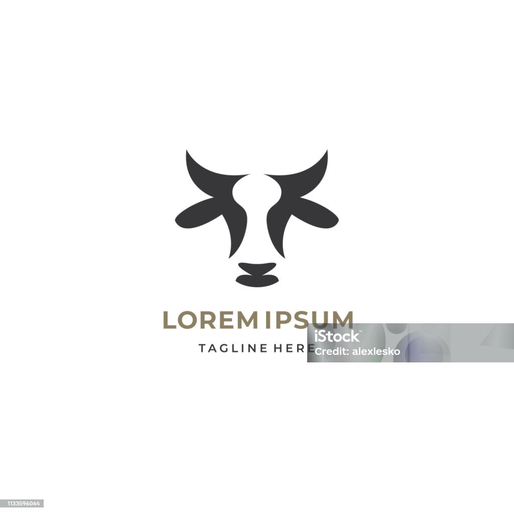 Abstract cow or bull logo design. Creative steak, meat or milk icon symbol. Domestic Cattle stock vector