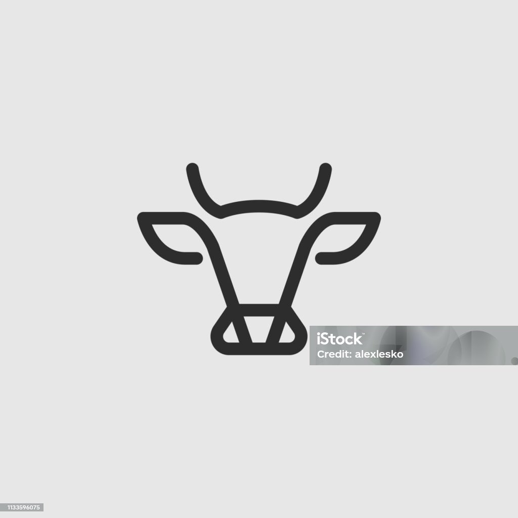 Diseño de logotipo de vaca o toro abstracto. Filete creativo, símbolo de carne o icono de leche. - arte vectorial de Ganado domesticado libre de derechos