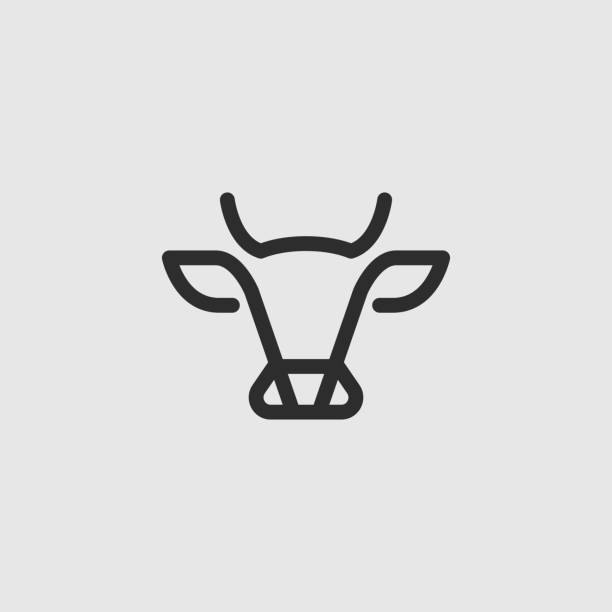 abstrakcyjny projekt logo krowy lub byka. symbol ikony kreatywnego steku, mięsa lub mleka. - texas longhorn cattle bull horned cattle stock illustrations