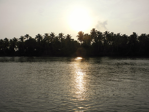 Sunset on backwaters, Kochi, Kerala