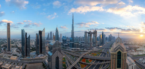 istock Panorama of Dubai Downtown at the sunset 1133597355