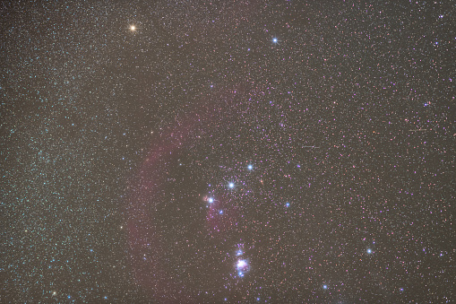 The Orion constellation with Nebula M42 and Barnards loop