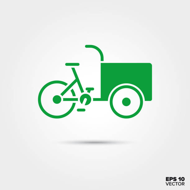 cargo bike icon. nachhaltiges frachtverkehrssymbol. - lastenrad stock-grafiken, -clipart, -cartoons und -symbole