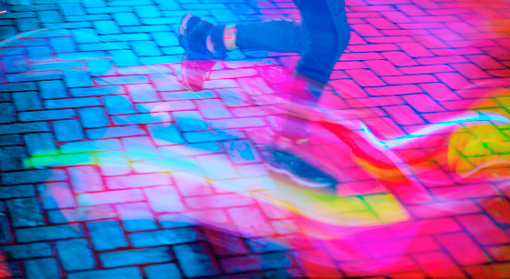Electric run 5k race at night in Amsterdam, The Netherlands