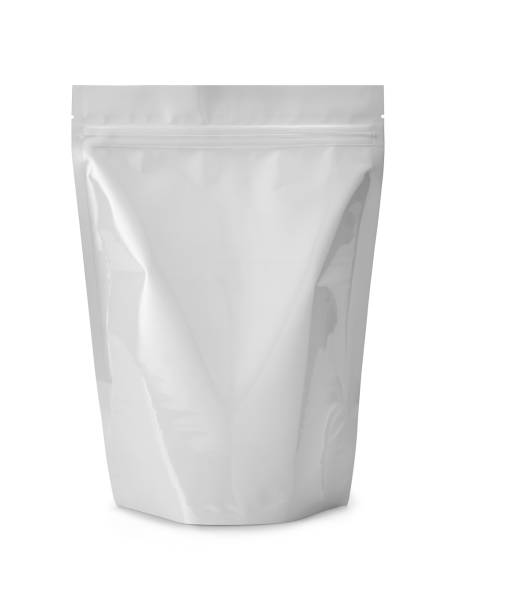 white plasic bag isolated on white stock photo