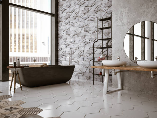 современная ванная комната - home interior house building exterior comfortable стоковые фото и изображения