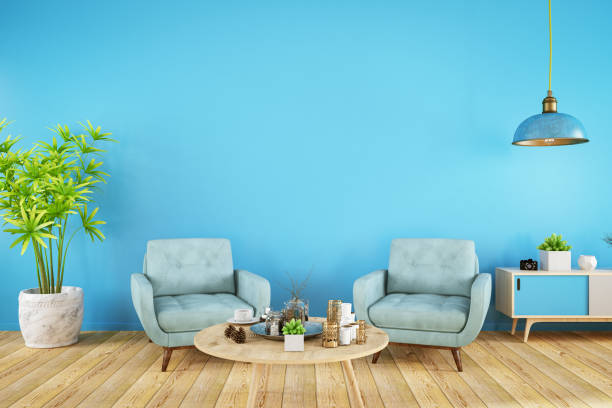 istock Interior with Armchair and Blue Wall 1133607068