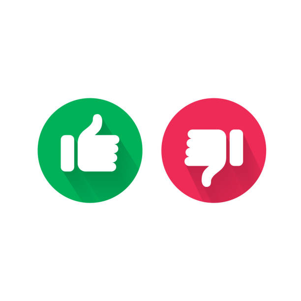 ilustrações de stock, clip art, desenhos animados e ícones de do and dont thumb up and down vector icons. vector red bad and green good, like and unlike symbols for negative and positive check - like sign