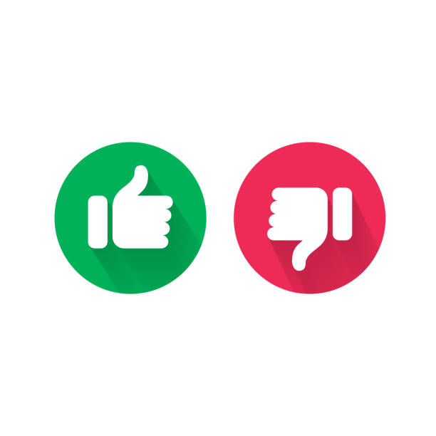 Do and Dont thumb up and down vector icons. Vector red bad and green good, Like and unlike symbols for negative and positive check vector art illustration