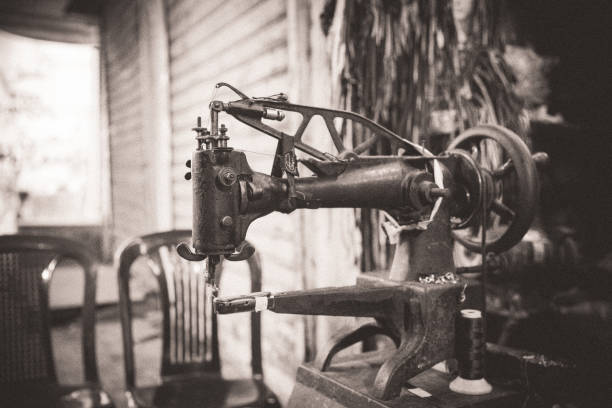 Small Business, Tailor, Souq, Bazaar - Black and White Image of an old Sewing Machine