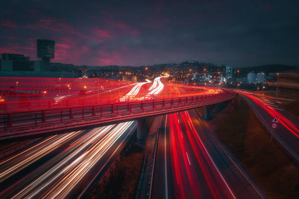 istock car trails in Barakaldo at night 1133615169
