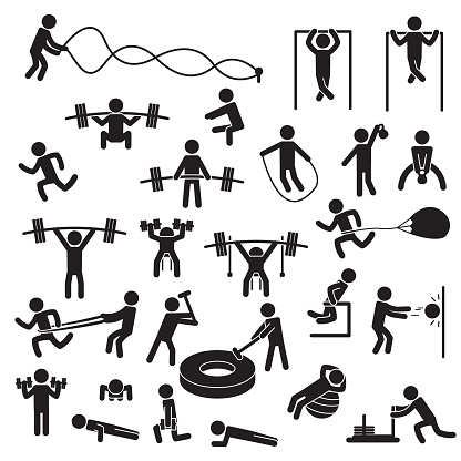 People exercising icon set. Vector. eps10.