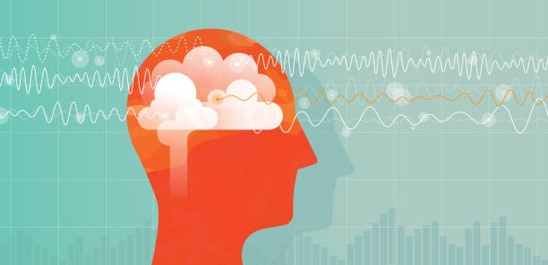 오렌지 머리와 뇌 파 - electrode healthcare and medicine medicine health care stock illustrations